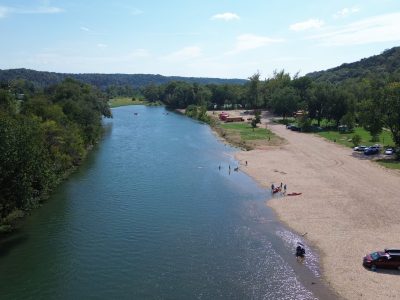 private beach at Shady Beach Campground on the Elk River