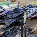 The oars are stored for the winter, waiting for campers at Shady Beach Campground in 2026