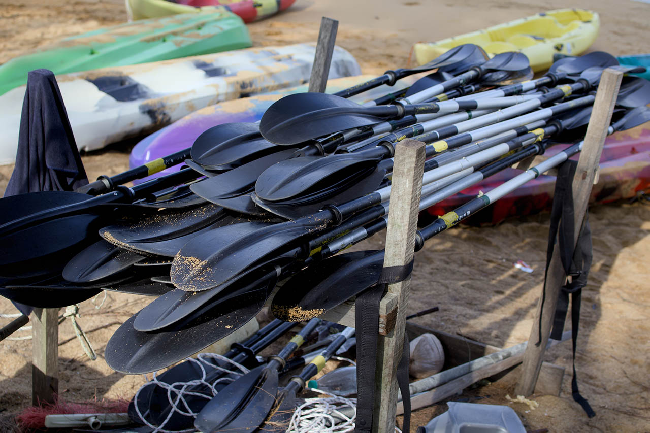 The oars are stored for the winter, waiting for campers at Shady Beach Campground in 2026