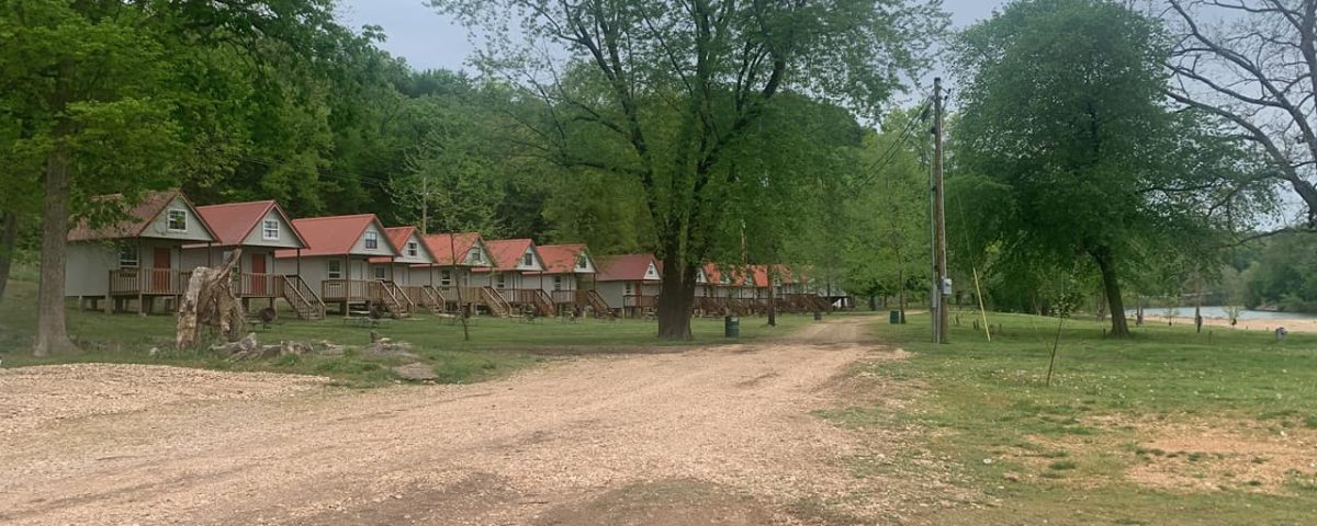 Kayaks and rafts along the Elk River at Shady Beach Campground in Noel, Missouri